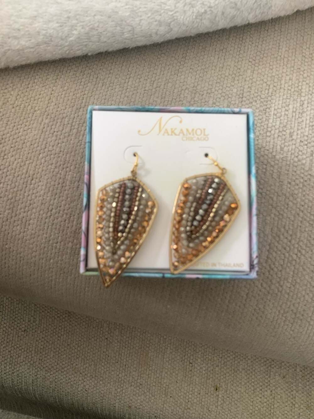 Nakamol Chicago Mixed Crystal and Bead Gold-Tone Shield Drop Earrings